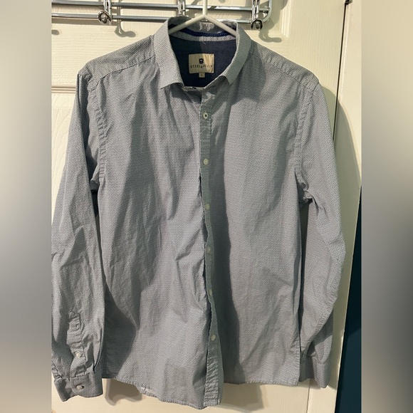 Steel & Jelly Shirt (White with Green/teal/blue pattern) - Picture 1 of 3